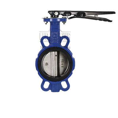 Wafer type butterfly valve with handle