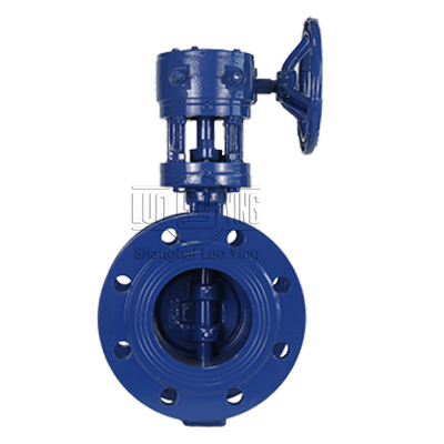 Double flanged butterfly valve with handwheel
