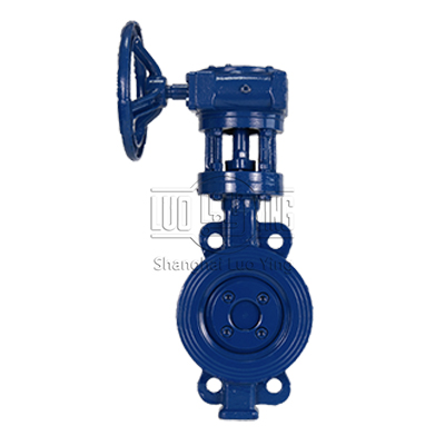 Wafer type butterfly valve with gearbox